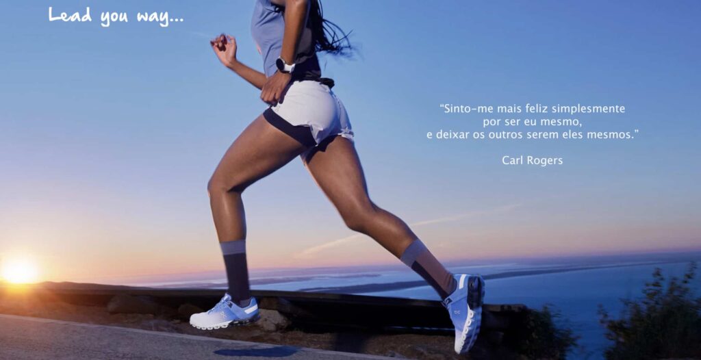 Imagem de atleta correndo, como alegoria à orientação na terapia centrada no cliente de que é o cliente que de certa forma lidera a terapia.